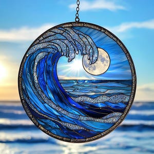 Ocean Wave Acrylic Suncatcher, Coastal Nautical Decor