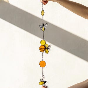 Dream Sun Catcher Honeycombs Suncatcher Stained Glass Home House Decor Window Wall Decoration Art Living bee, Mother's Day gift