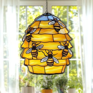 Honey Bee Suncatcher: Acrylic Window Hanging, Garden Decor