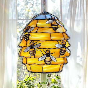 Honey Bee Suncatcher, Acrylic Window Hanging, Garden Decor